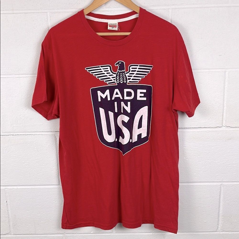Homage Vintage made in USA graphic red short sleeve tee